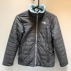 Youth North Face Grey Reversible Jacket Sz 14-16